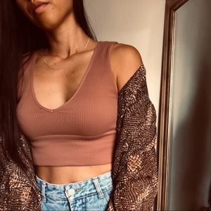 Demi Crop Top in Coffee & Cream